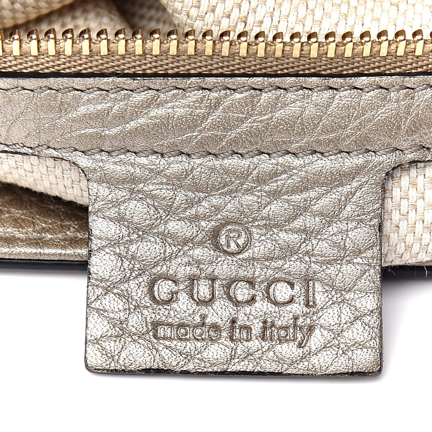 Metallic Pebbled Calfskin Medium Soho Flap Crossbody Golden Beige