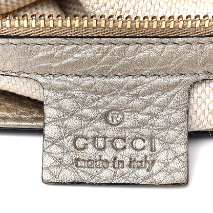 Gucci Metallic Pebbled Calfskin Medium Soho Flap Crossbody Golden Beige 6 of 11