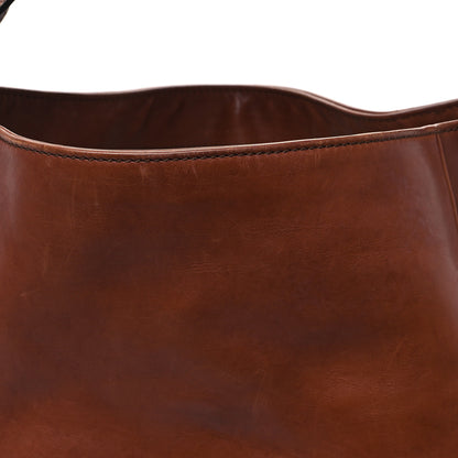 Gucci Washed Soft Calfskin Ribot Horse Heads Hobo Marrone Medio 8 of 13