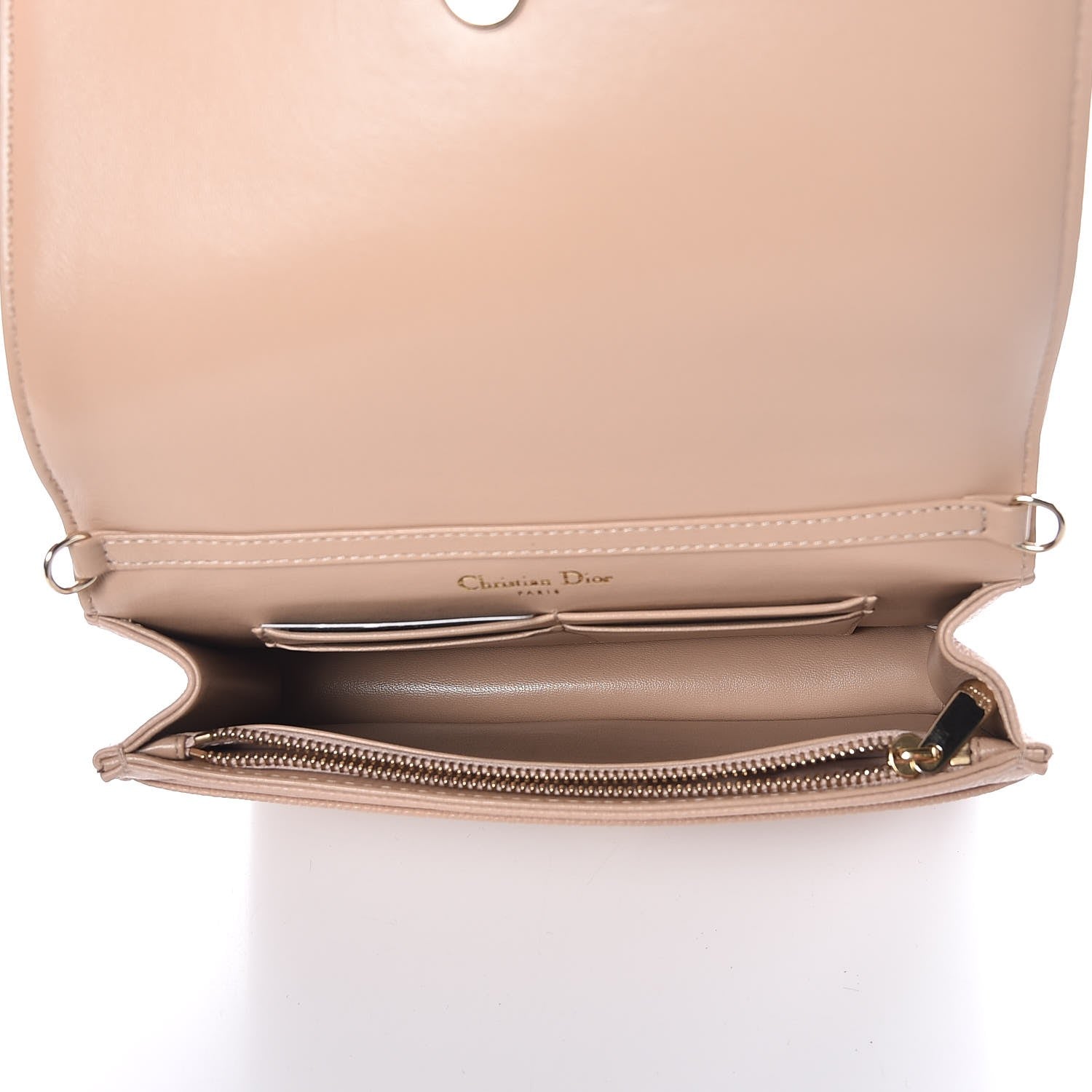 Christian Dior Grained Calfskin Diorama Wallet on Chain Pouch Nude 5 of 6