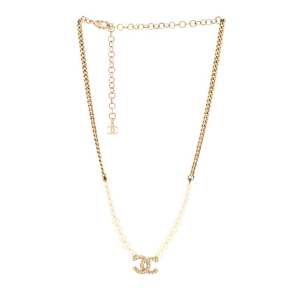 Chanel Pearl Crystal CC Short Necklace Gold 3 of 4
