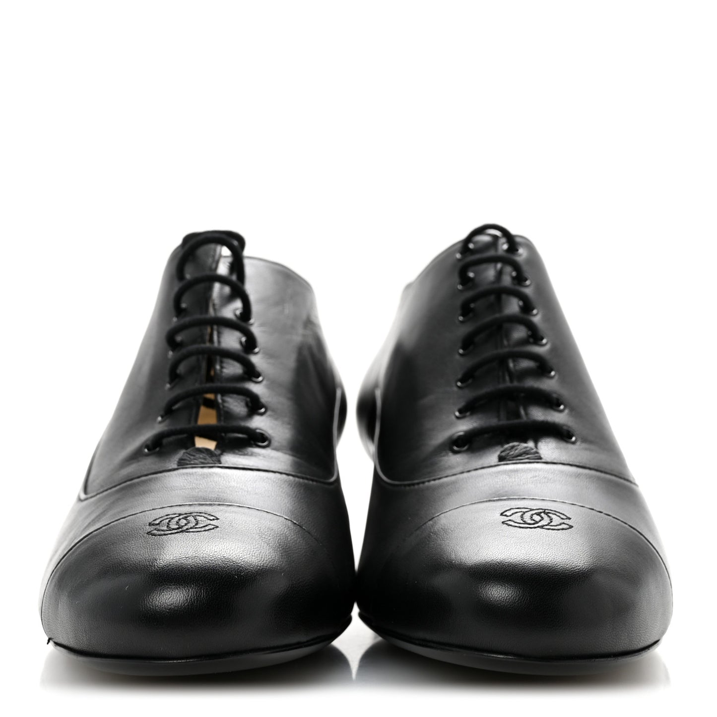 Smooth Lambskin Lace Up Shoes 39.5 Black