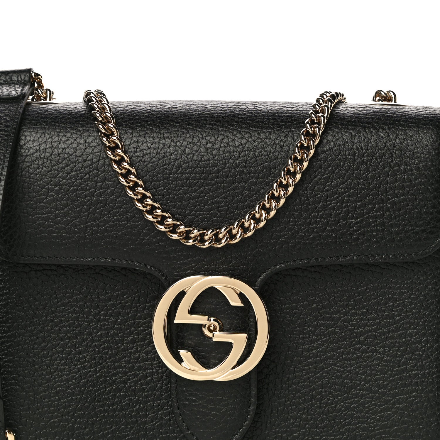 Gucci Dollar Calfskin Small Interlocking G Shoulder Bag Black 9 of 11