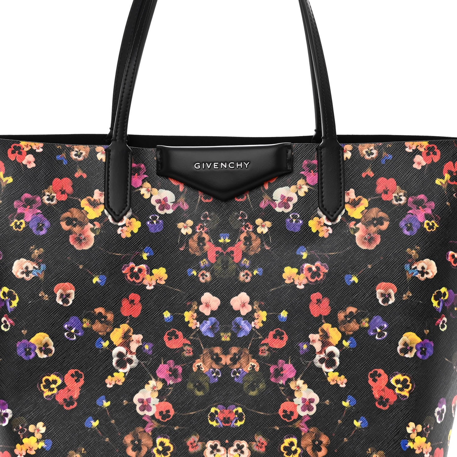 Givenchy Textured Coated Canvas Floral Print Large Antigona Tote Black Multicolor 7 of 9