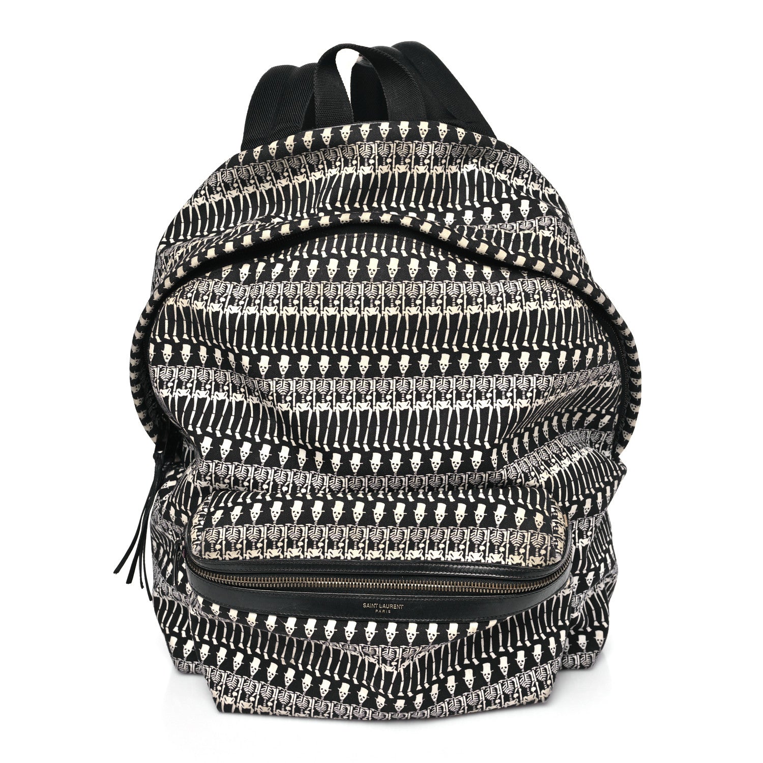 Saint Laurent Nylon City Skeleton Print Backpack Black White 1 of 9
