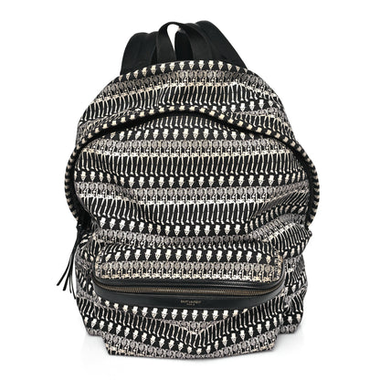 Saint Laurent Nylon City Skeleton Print Backpack Black White 1 of 9