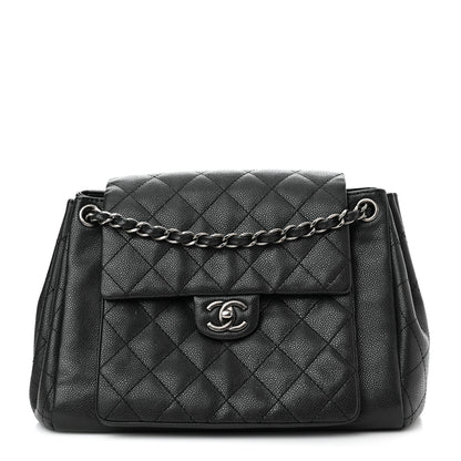 Chanel Caviar Quilted CC Accordion Shopping Bag Black 1 of 12