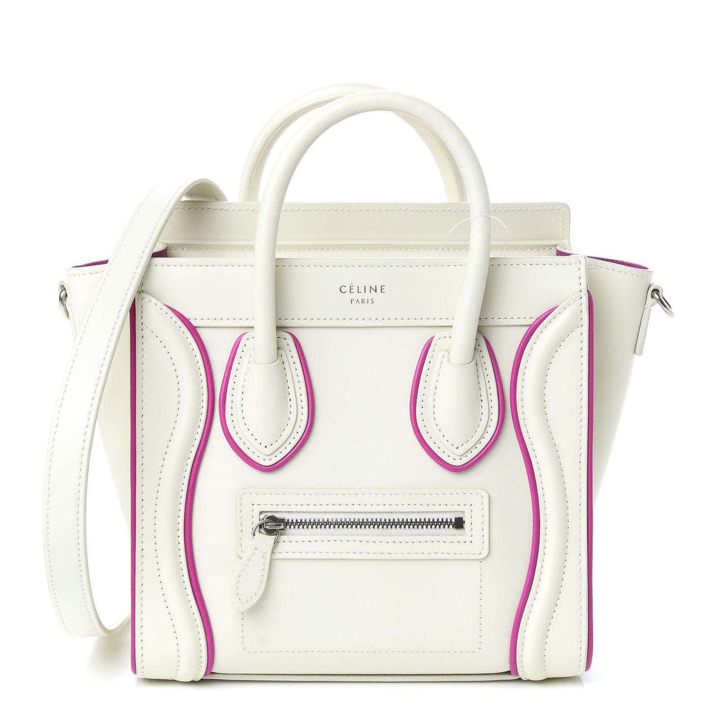 Smooth Calfskin Nano Luggage White Magenta