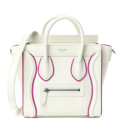 Celine Smooth Calfskin Nano Luggage White Magenta 1 of 9