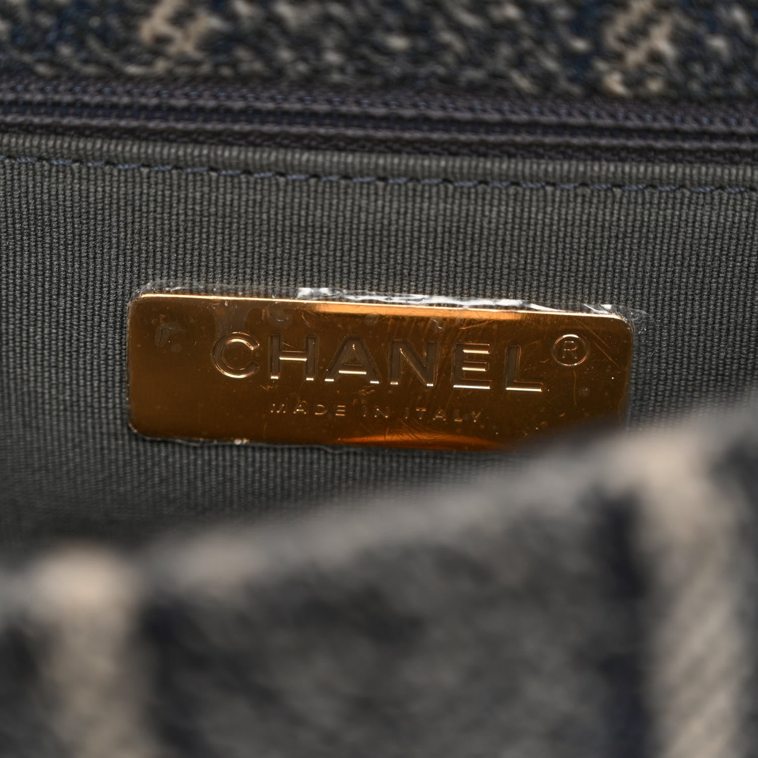 Chanel Tweed Quilted Medium Chanel 19 Flap Grey Navy 6 of 10