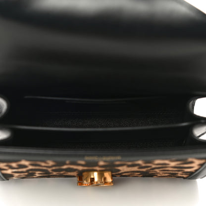 Saint Laurent Canvas Leopard Print Mini Classic Monogram Cassandra Top Handle Black 5 of 9