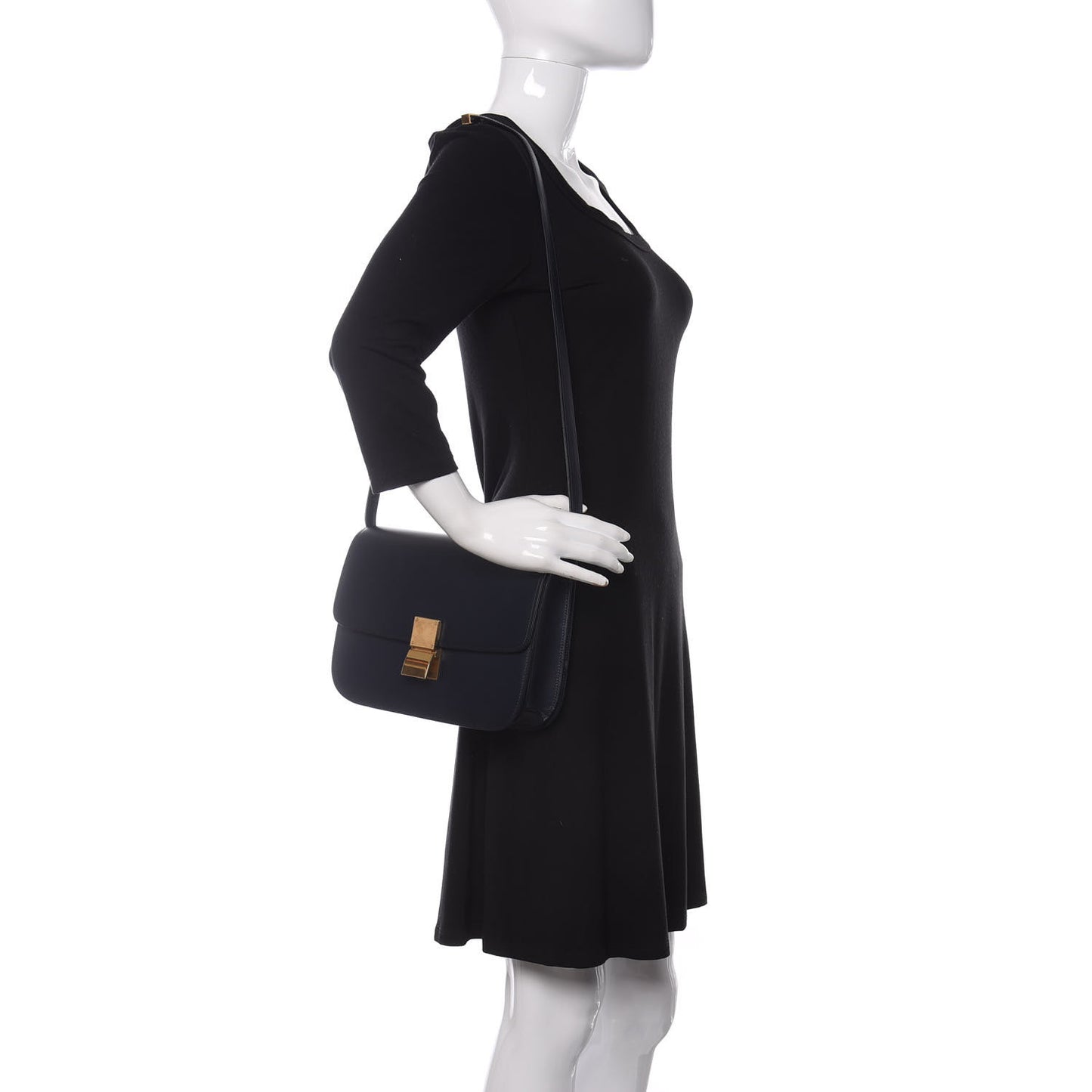 Box Calfskin Medium Classic Box Flap Bag Navy
