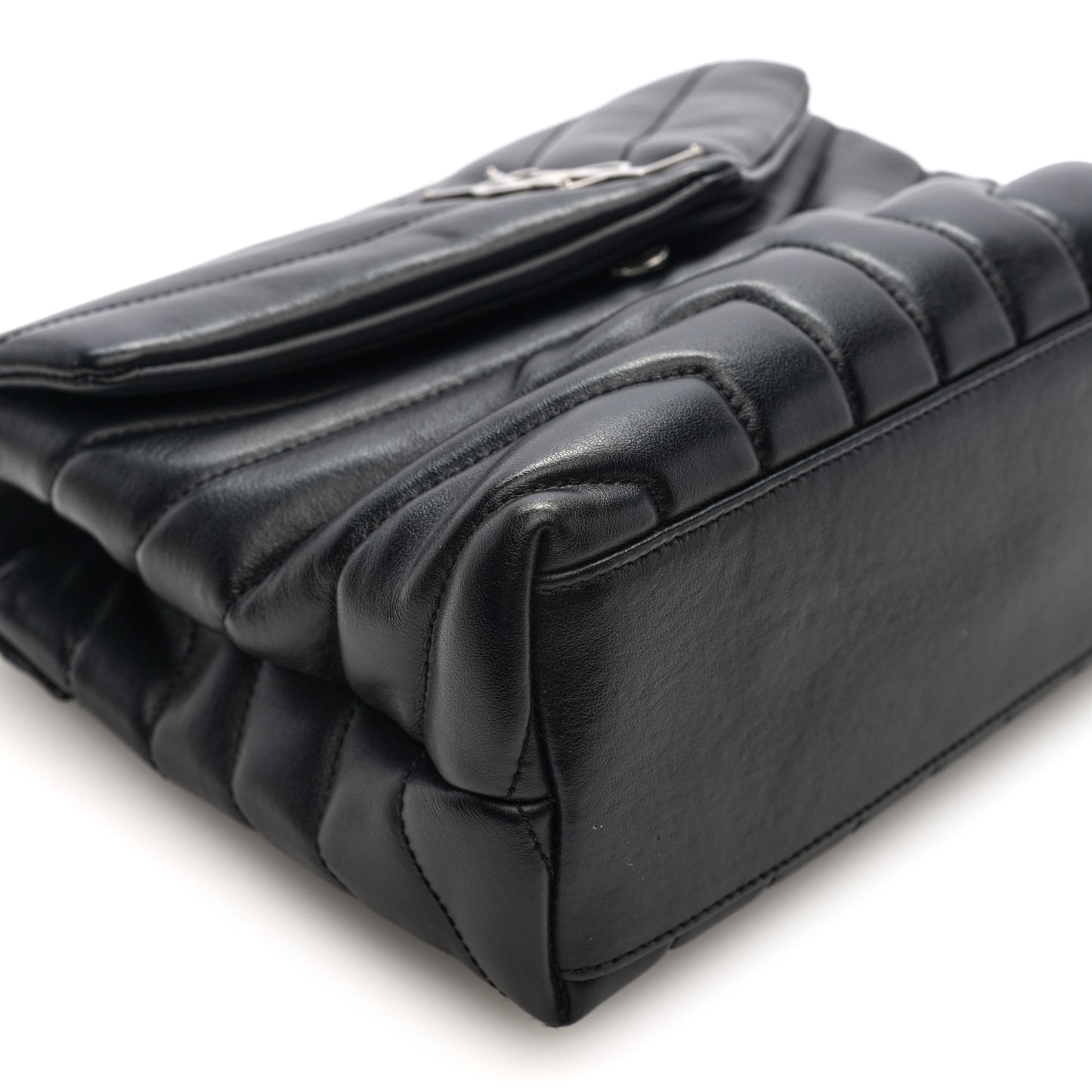 Calfskin Y Quilted Monogram Small Loulou Chain Satchel Black