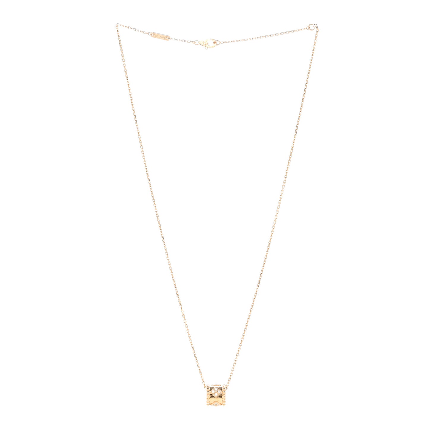 18K Rose Gold Diamond Small Perlee Clovers Pendant Necklace