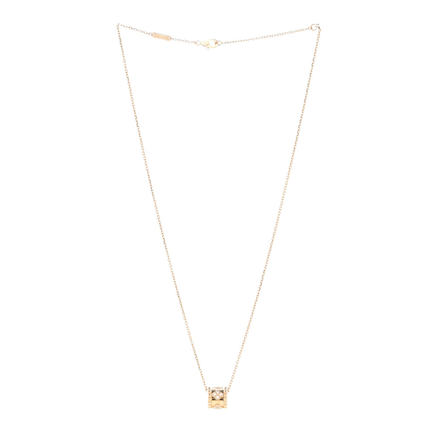 Van Cleef & Arpels 18K Rose Gold Diamond Small Perlee Clovers Pendant Necklace 3 of 6