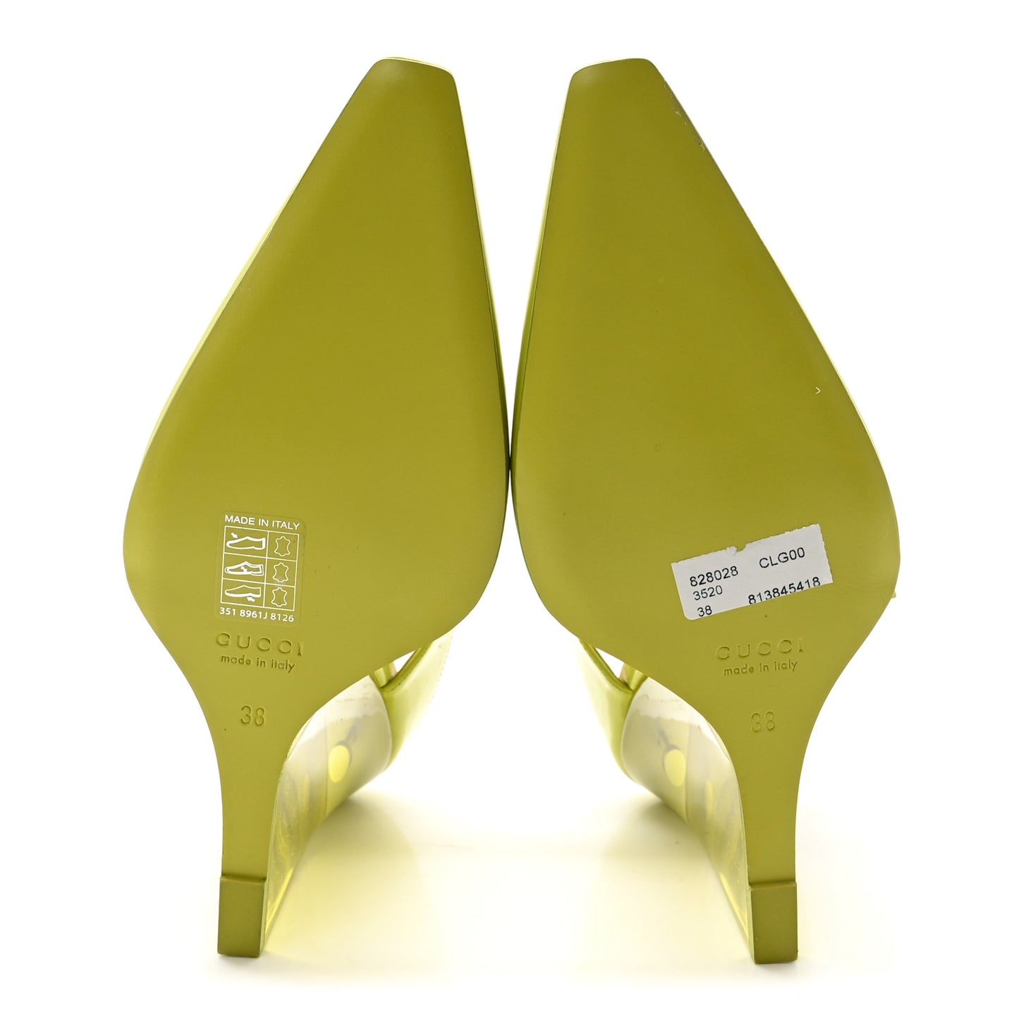 Regent Calfskin Lucite Wedge 110 Mules 38 Firefly