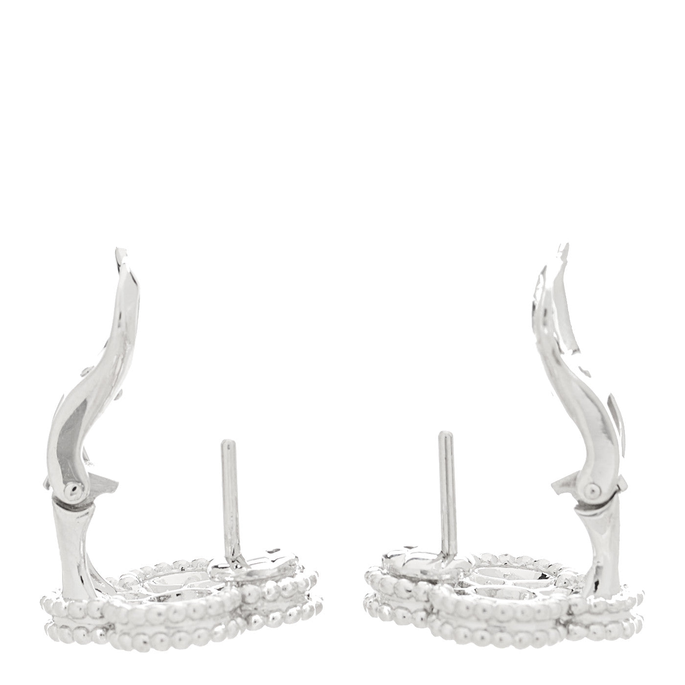 Van Cleef & Arpels 18K White Gold Diamond Vintage Alhambra Earrings 3 of 5
