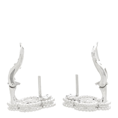 Van Cleef & Arpels 18K White Gold Diamond Vintage Alhambra Earrings 3 of 5