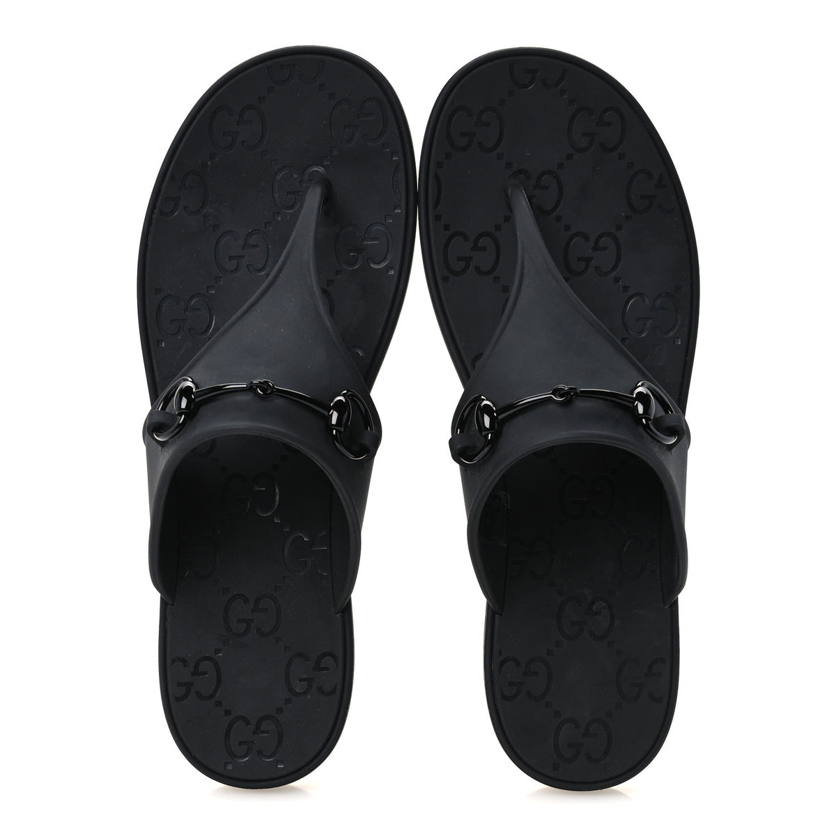 Rubber Womens Horsebit Thong Sandals 38 Black