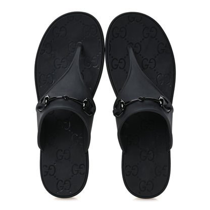 Gucci Rubber Womens Horsebit Thong Sandals 38 Black 2 of 9