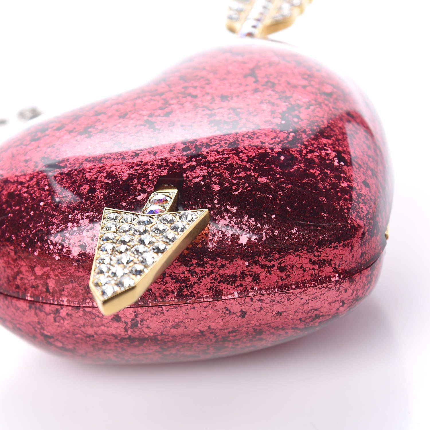 Gucci Glitter Resin Broadway Heart Minaudiere Clutch Fuxia 6 of 14