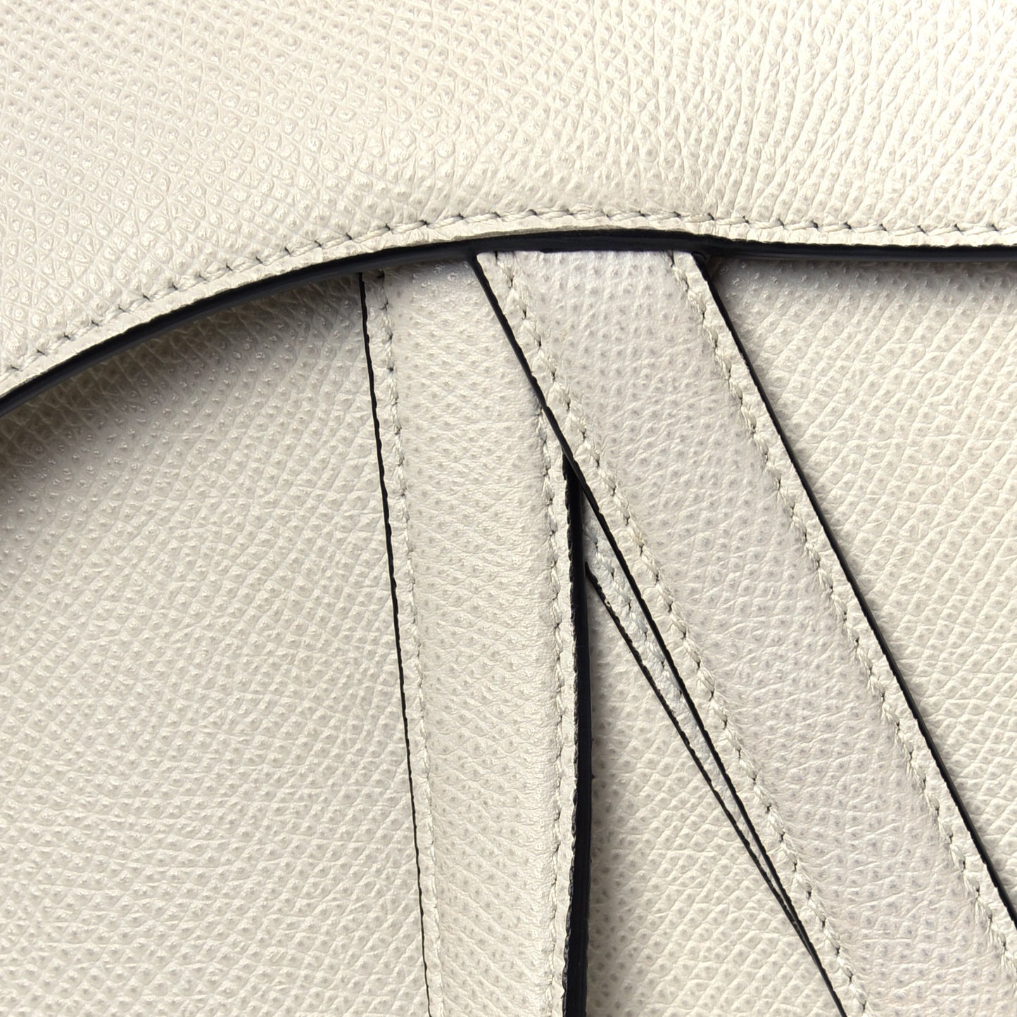 Grained Calfskin Saddle Bag White