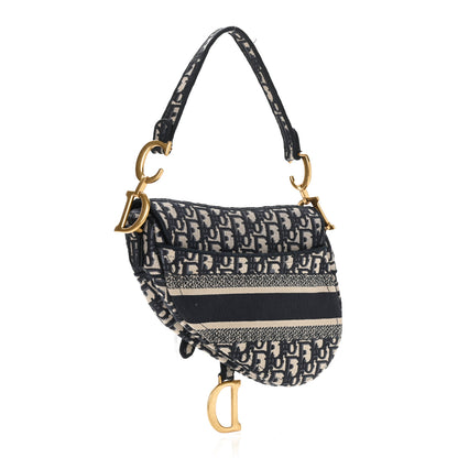 Christian Dior Oblique Embroidered Saddle Bag Blue 3 of 11