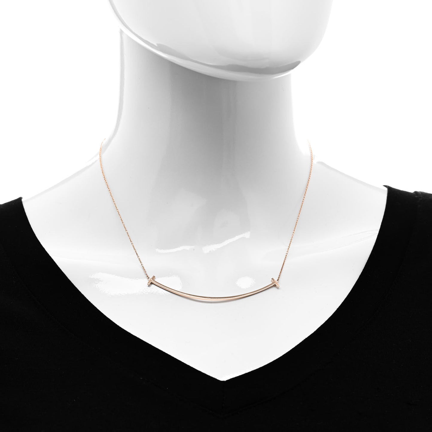 18K Rose Gold Large T Smile Pendant Necklace