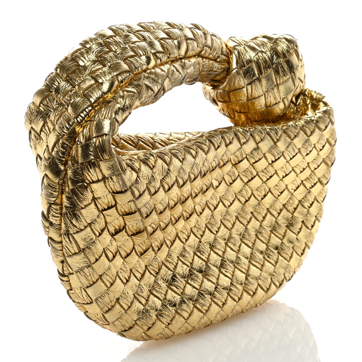Bottega Veneta Laminated Calfskin Pressed Intreccio Mini Jodie Gold 2 of 8