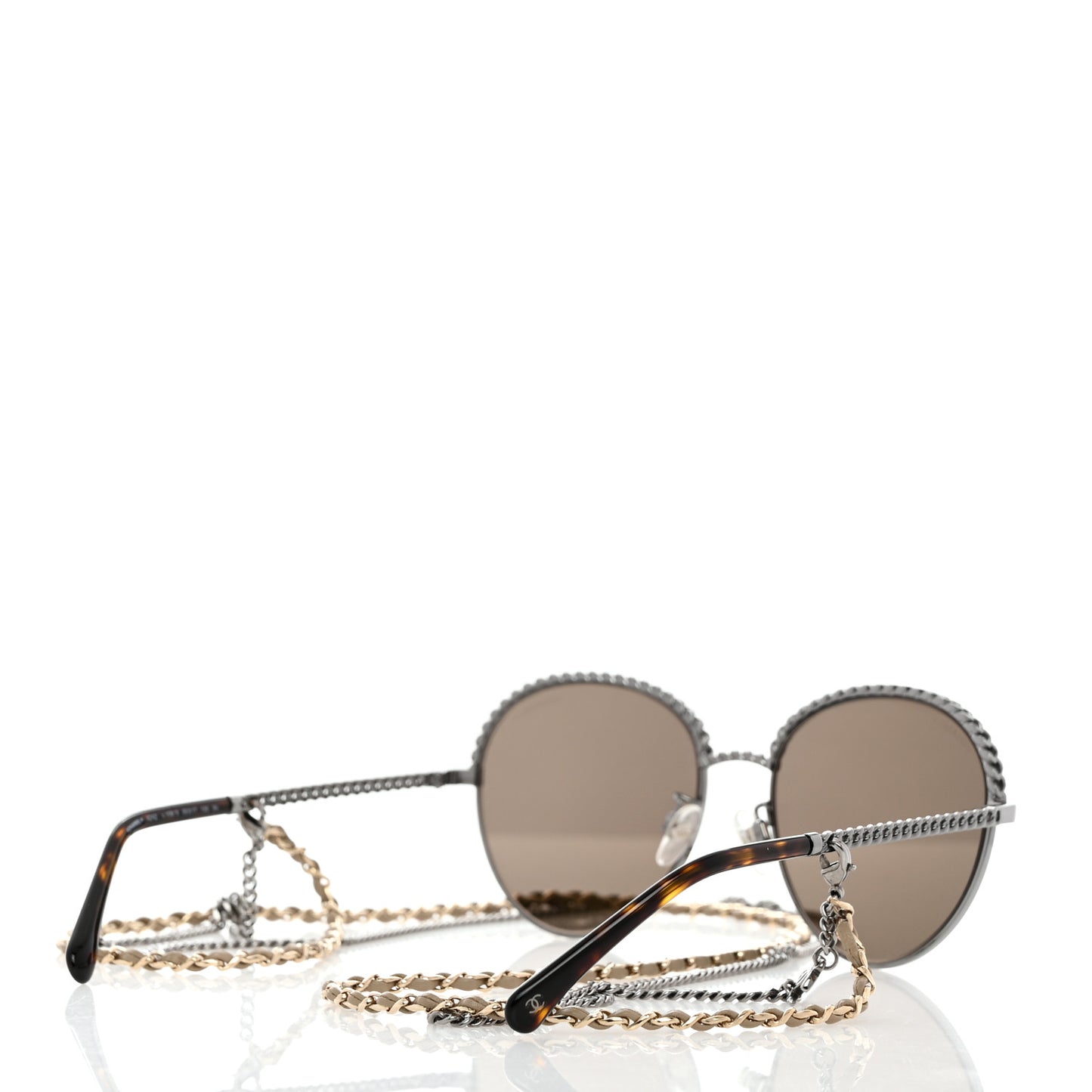 Metal Chain Round Pantos Sunglasses 4242 Tortoise