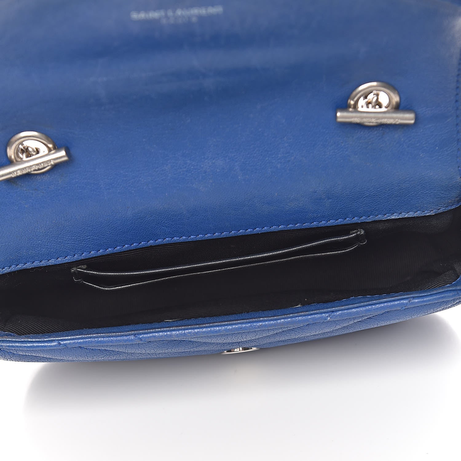 Saint Laurent Sheepskin Matelasse Chevron Monogram Classic Baby Chain Bag Blue Majorelle 5 of 20
