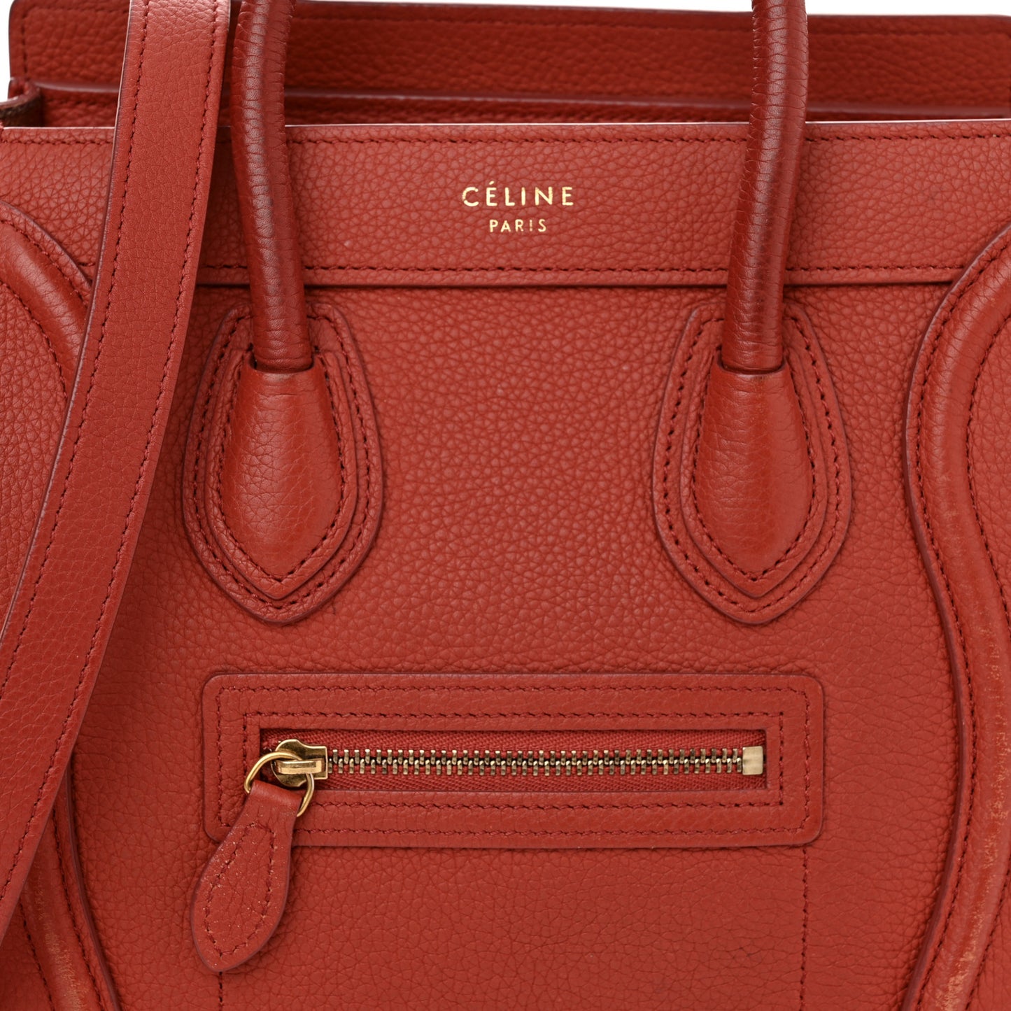 Drummed Calfskin Nano Luggage Red