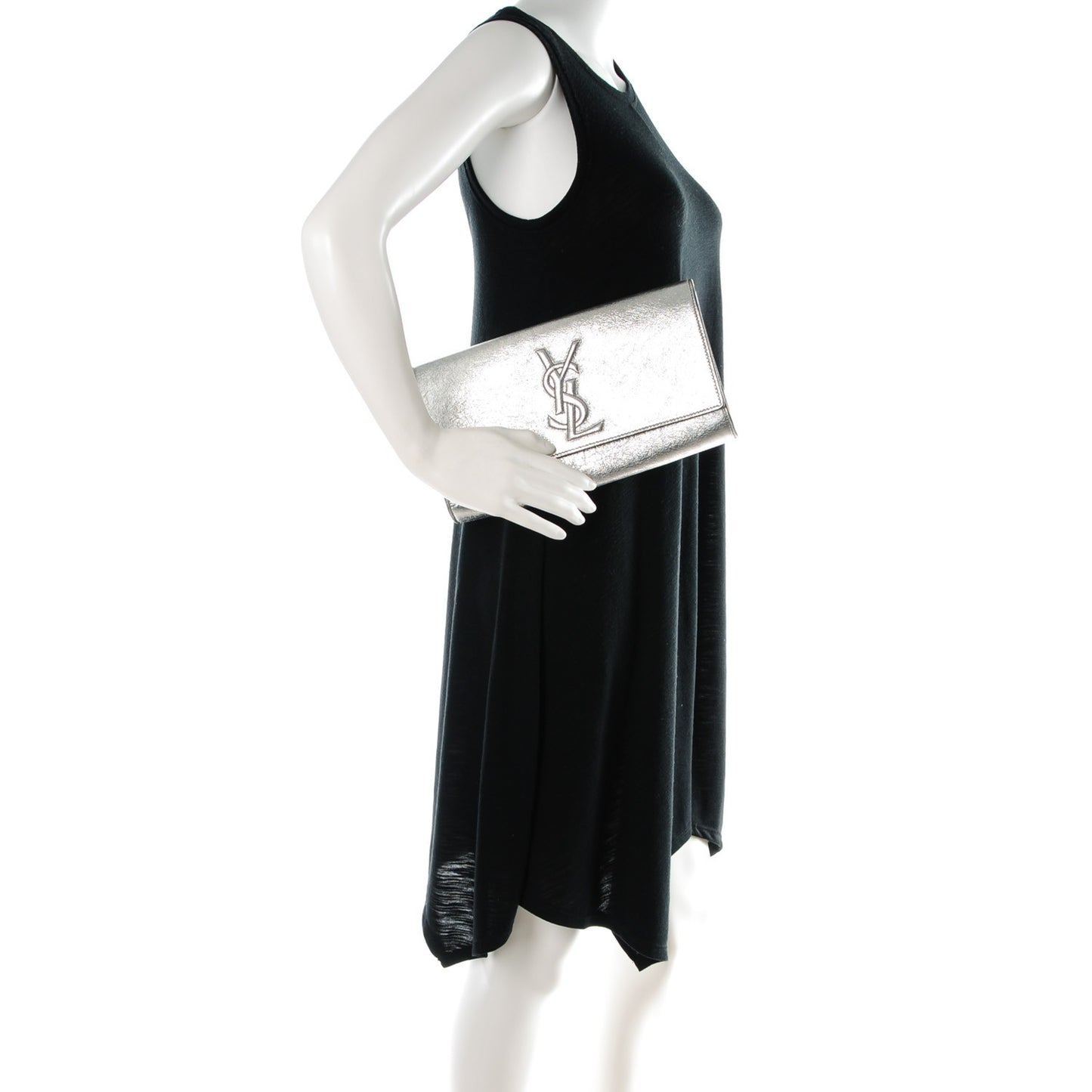 Metallic Calfskin Monogram Large Belle De Jour Clutch Silver