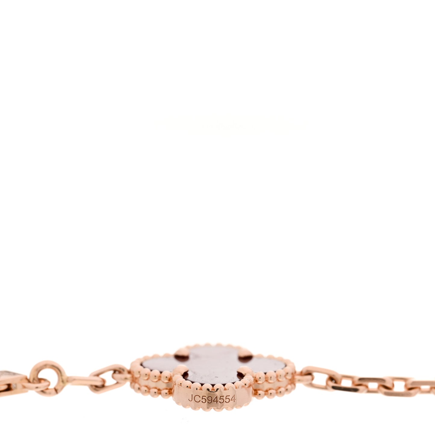 18K Rose Gold Carnelian 5 Motifs Guilloche Vintage Alhambra Bracelet