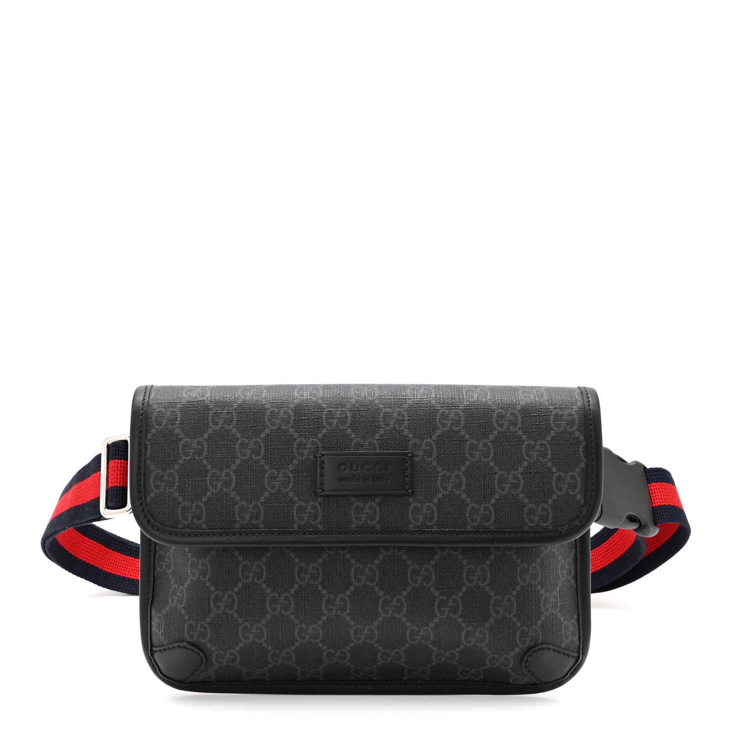Gucci GG Supreme Monogram Web Slim Belt Bag Black Grey 1 of 10
