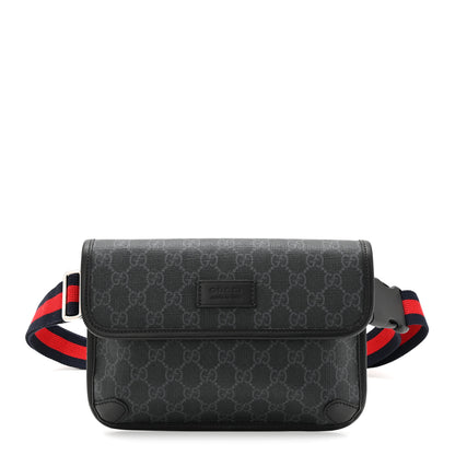 Gucci GG Supreme Monogram Web Slim Belt Bag Black Grey 1 of 10