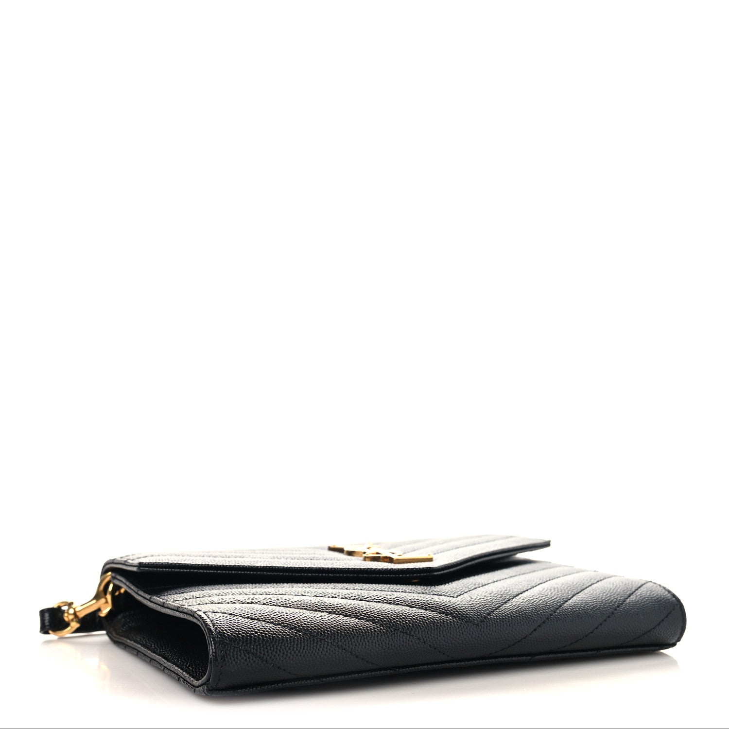 Saint Laurent Grain De Poudre Matelasse Chevron Monogram Envelope Clutch Black 4 of 7