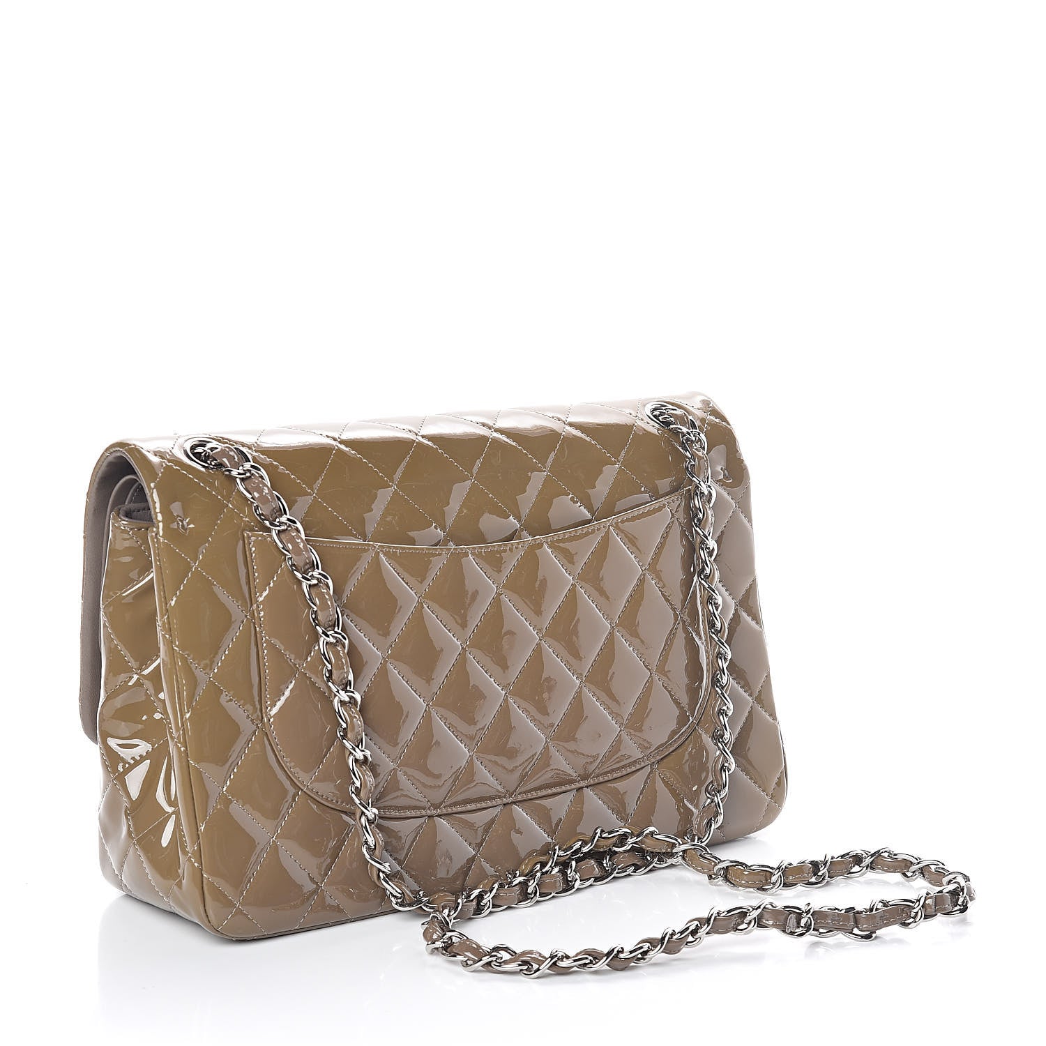 Chanel Patent Calfskin Quilted Jumbo Double Flap Grey 3 of 10