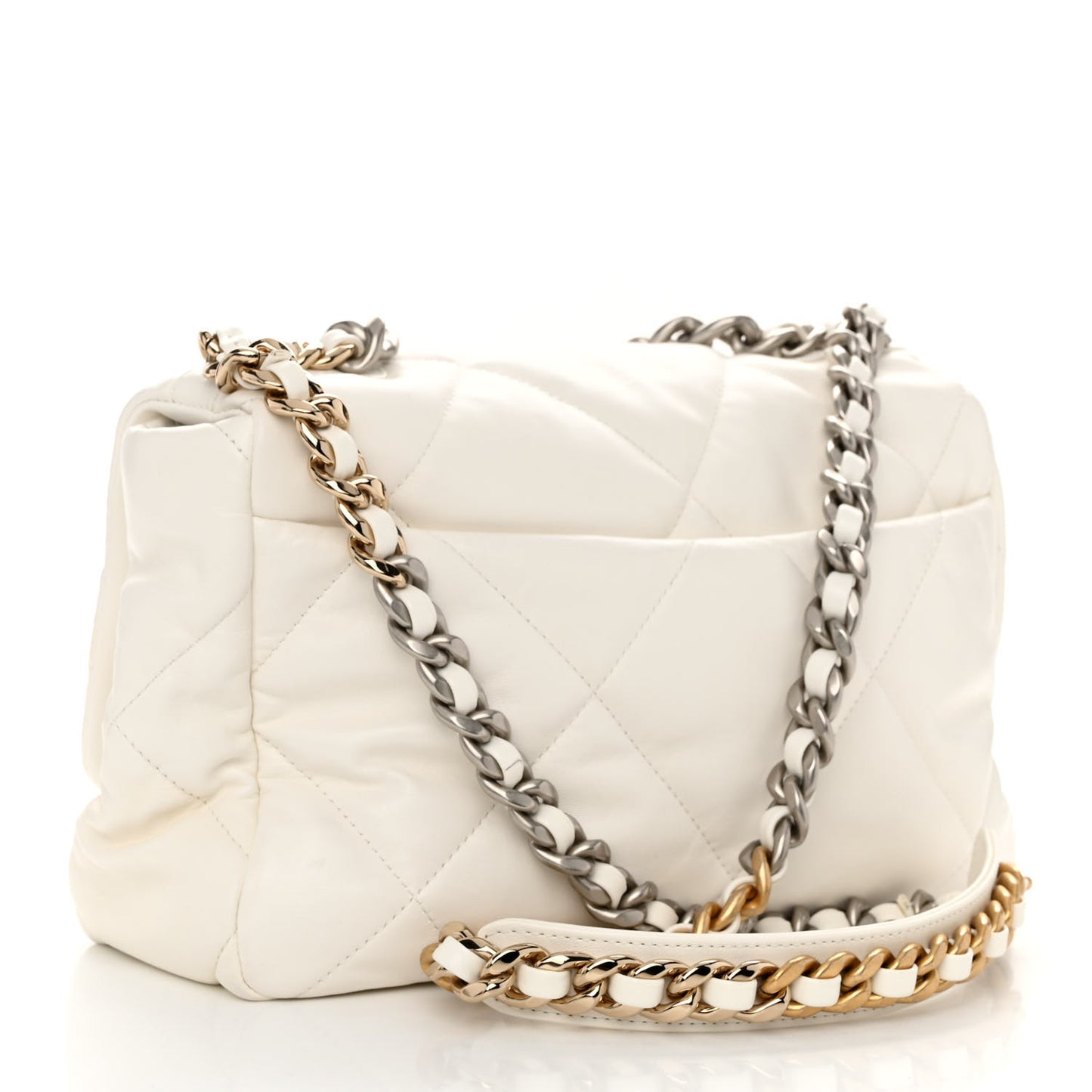 Lambskin Quilted Large Chanel 19 Flap White
