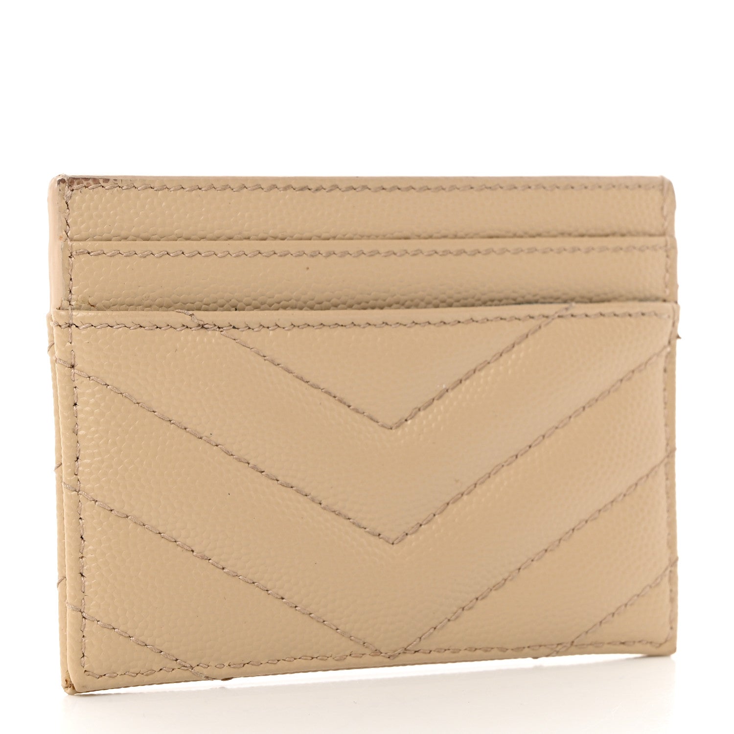 Saint Laurent Grain De Poudre Matelasse Chevron Monogram Credit Card Case Nude Powder 3 of 10