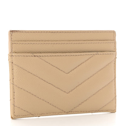 Saint Laurent Grain De Poudre Matelasse Chevron Monogram Credit Card Case Nude Powder 3 of 10