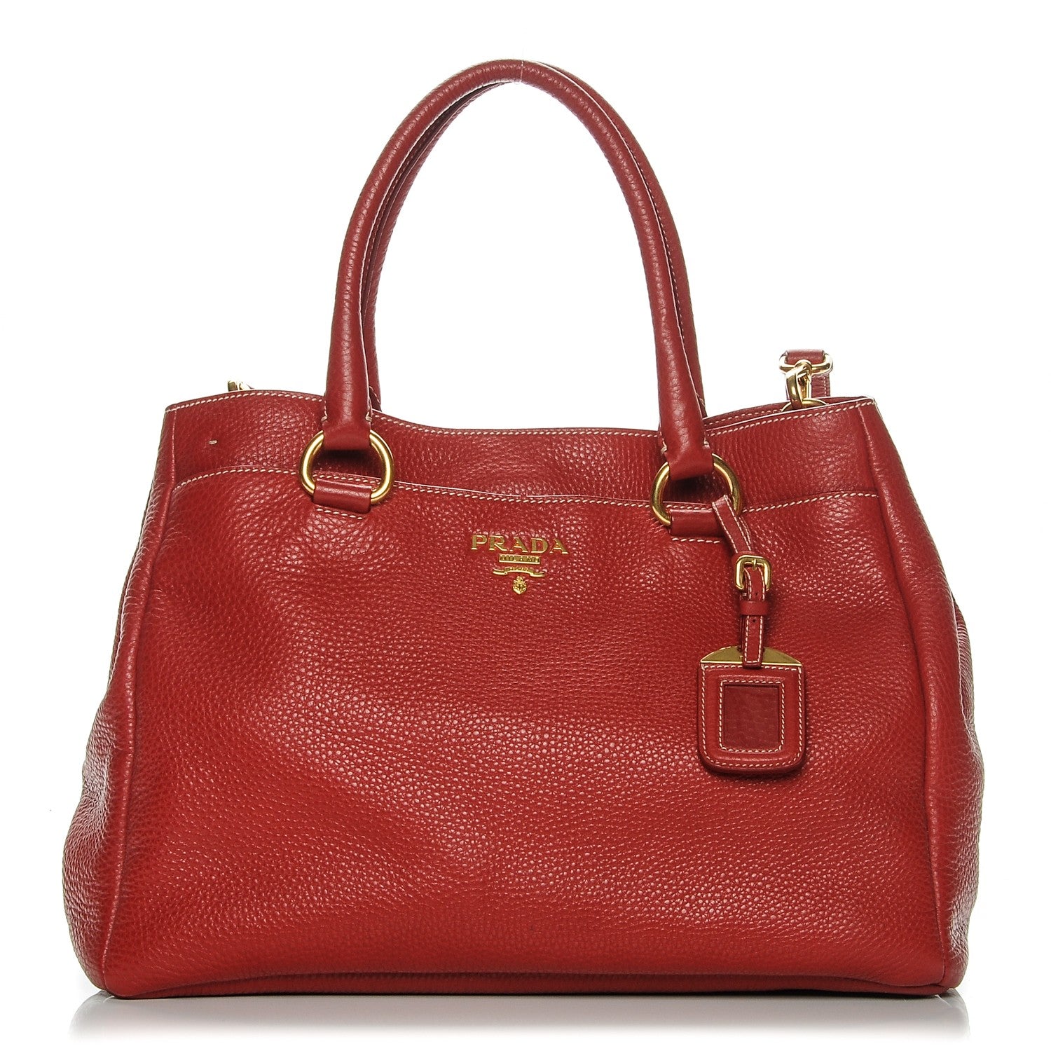 Prada Vitello Daino Tote Rosso 1 of 7