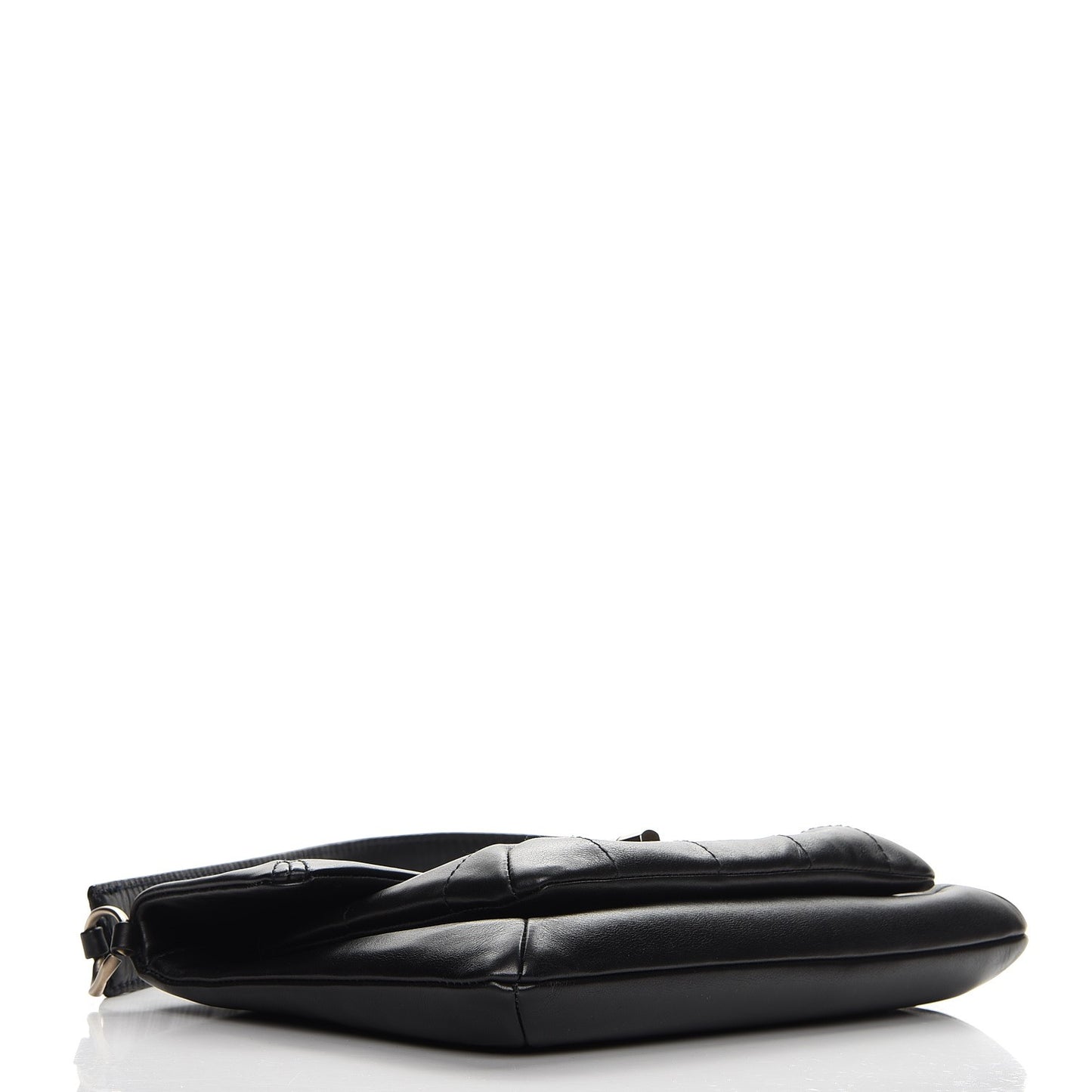 Calfskin Square Stitched Mademoiselle Shoulder Bag Black