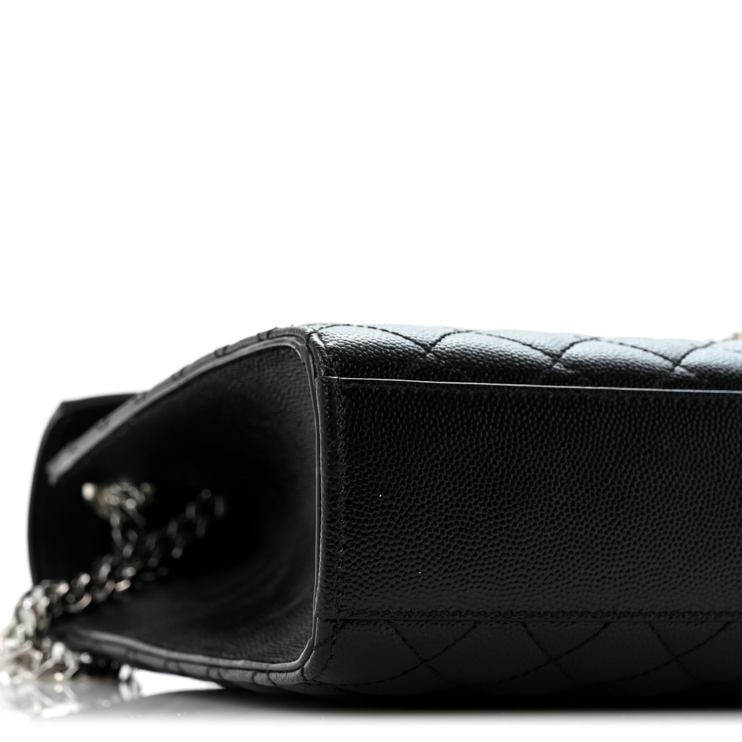 Grain De Poudre Textured Mixed Matelasse Large Triquilt Monogram Satchel Black