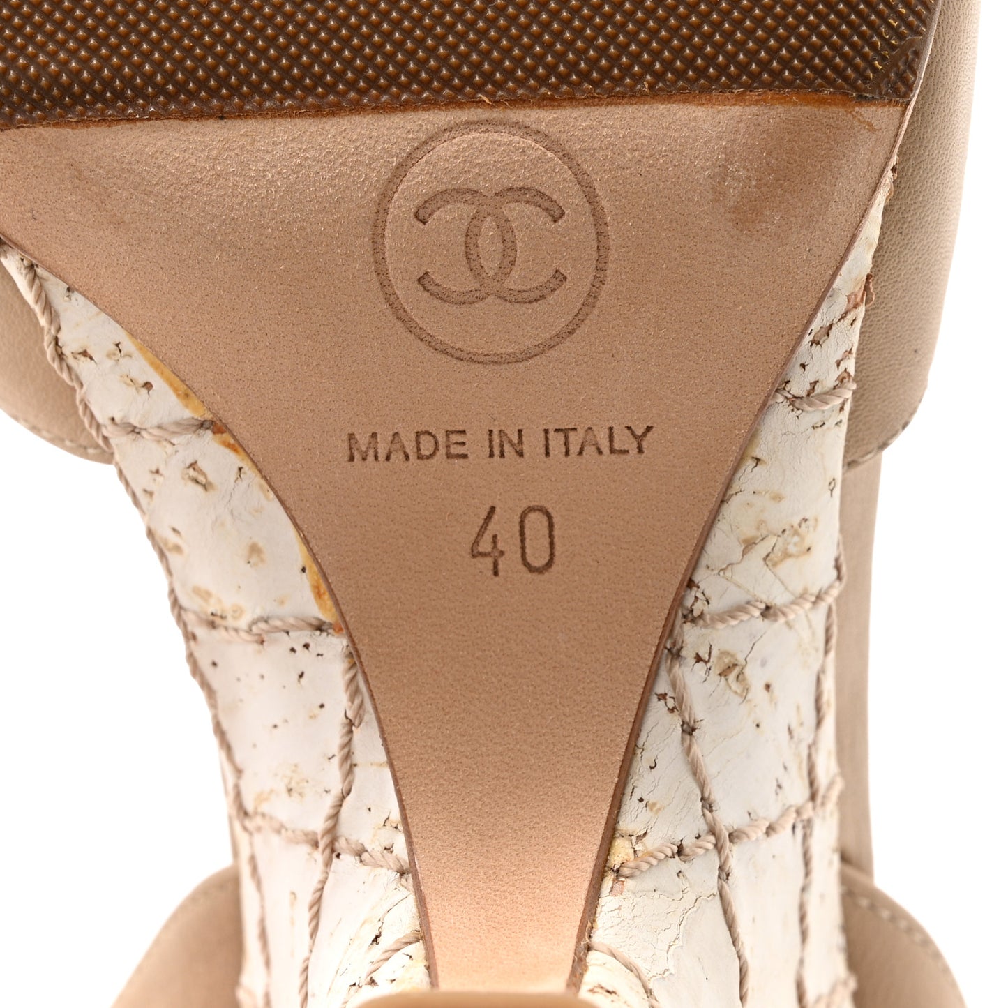 Lambskin Slingback Camellia Wedge Sandals 40 Beige Black