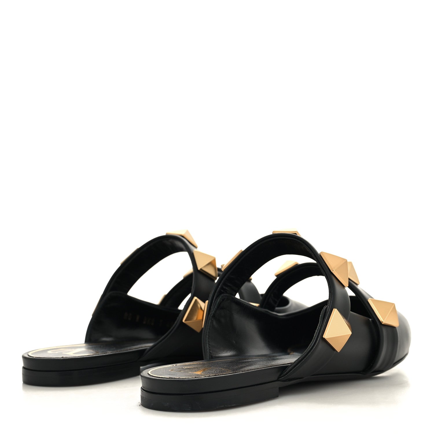 Valentino Garavani Calfskin Roman Stud Flat Mules 40.5 Black 4 of 9