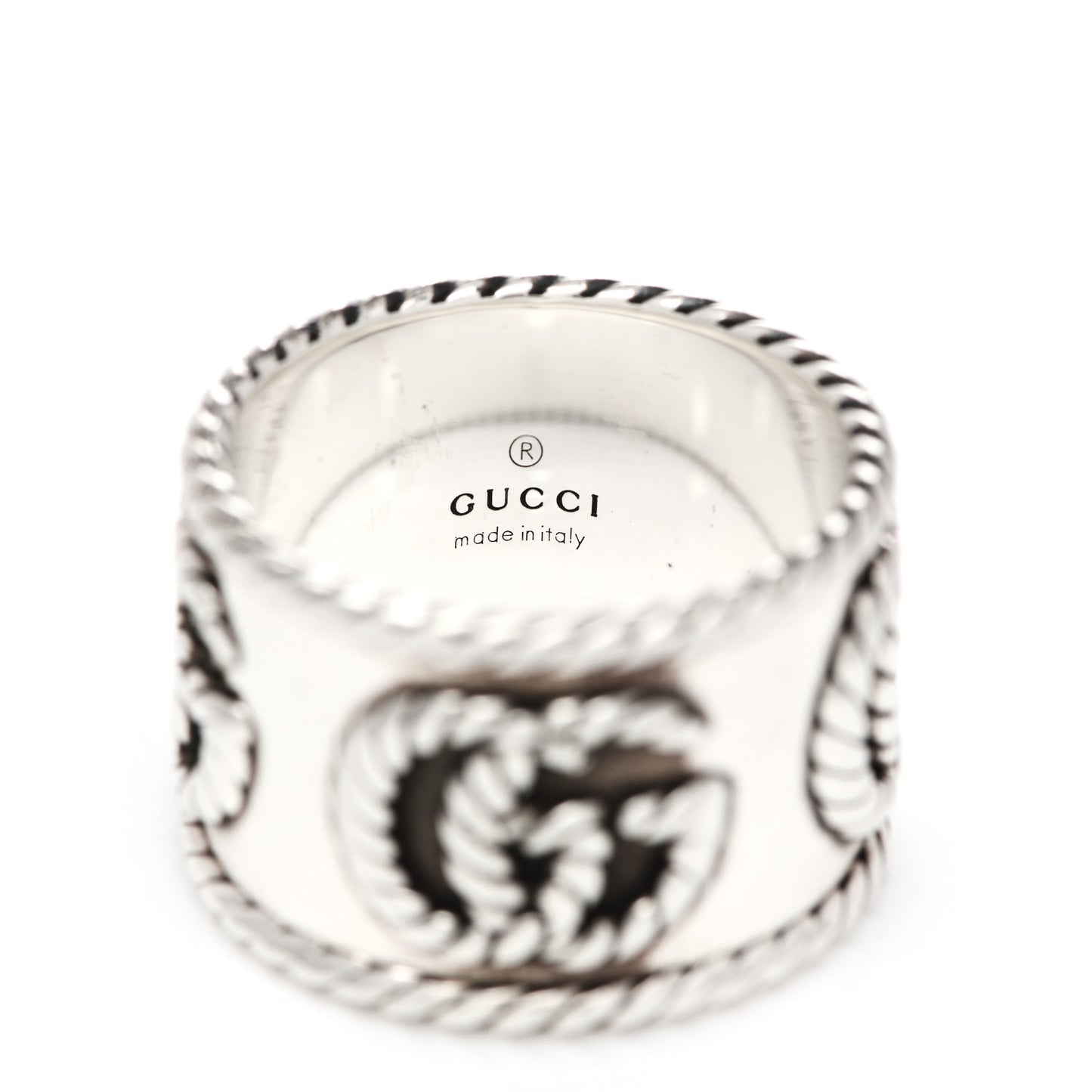 Sterling Silver Wide GG Marmont Ring 54 7