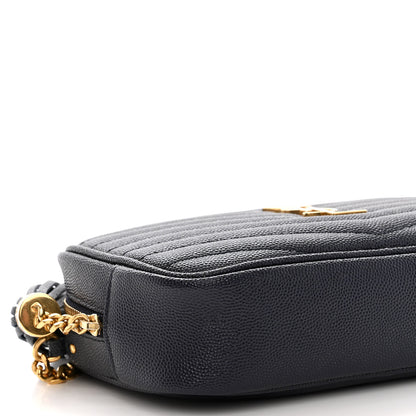 Saint Laurent Grain De Poudre Matelasse Monogram Mini Lou Camera Bag Deep Marine 9 of 11