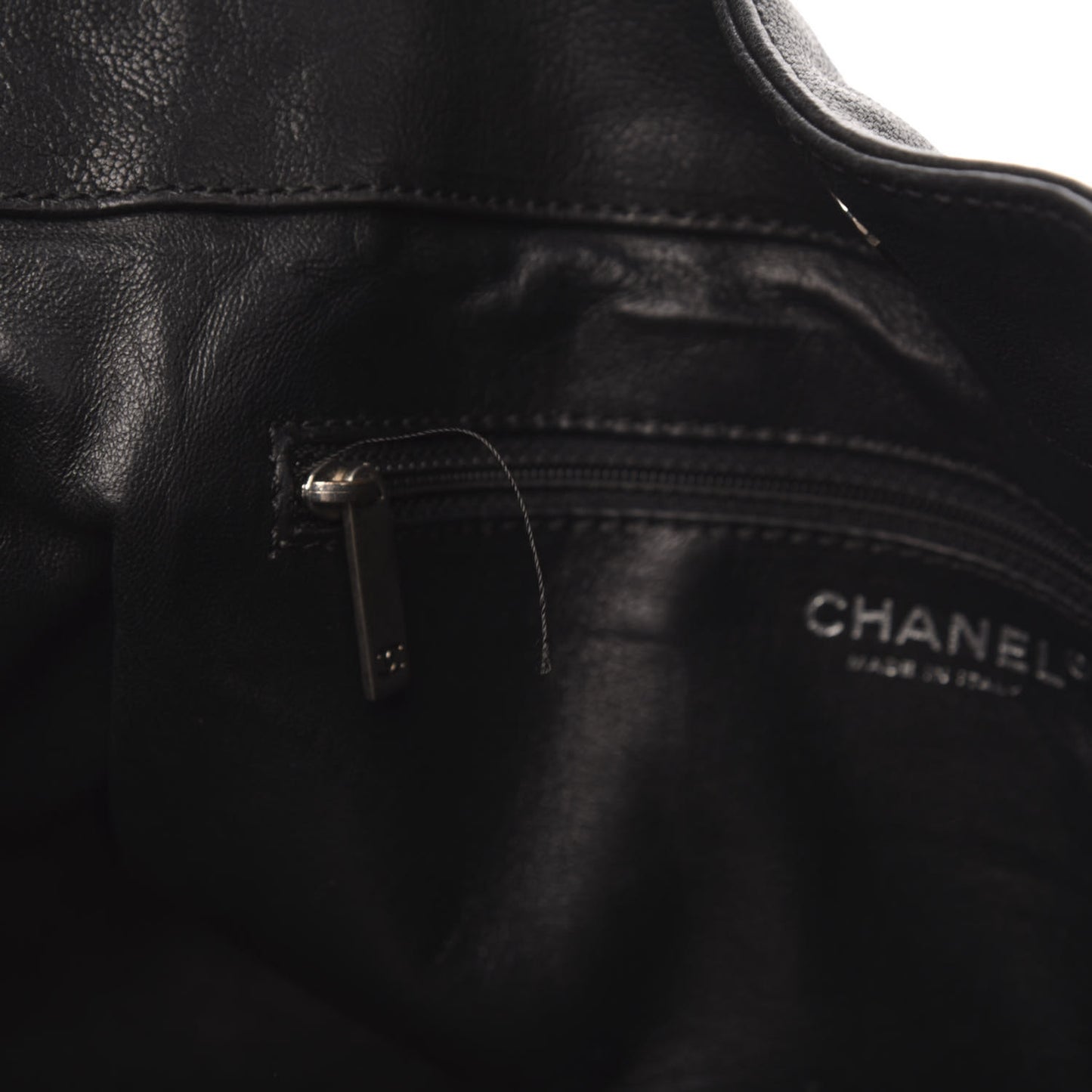 Glazed Calfskin East West Modern Chain Tote Black