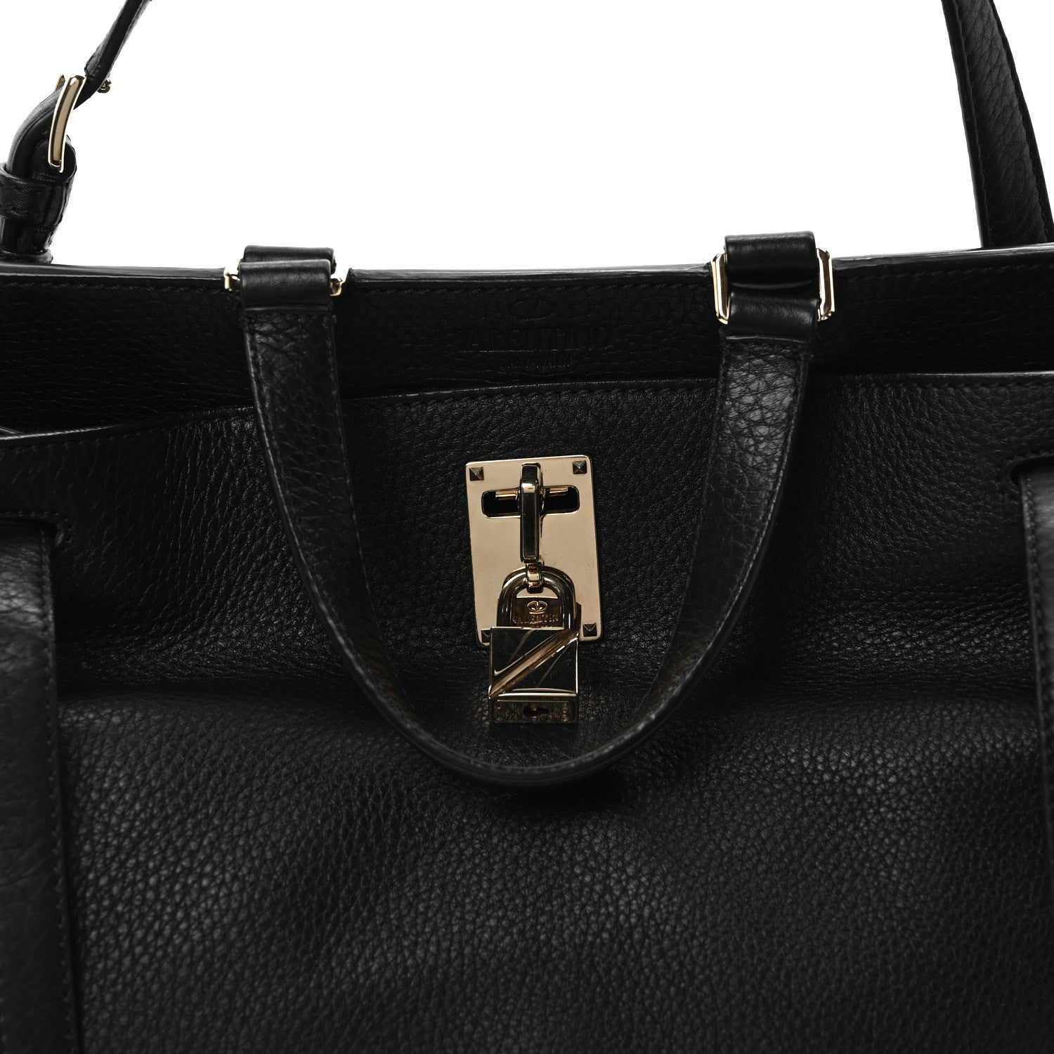 Valentino Garavani Pebbled Calfskin Large JoyLock Satchel Black 7 of 9